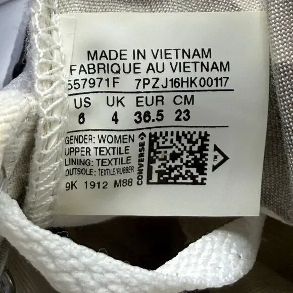 Converse All Star Slip On Low Lace Up White Sneakers - US Women’s 6 / EU 36.5 - Picture 14 of 14